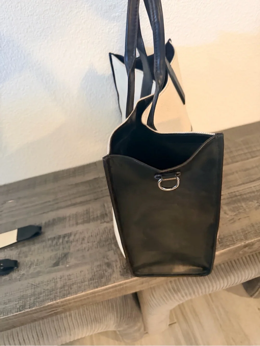 Michael Kors Cream & Black Logo Canvas Tote with Branded Strap